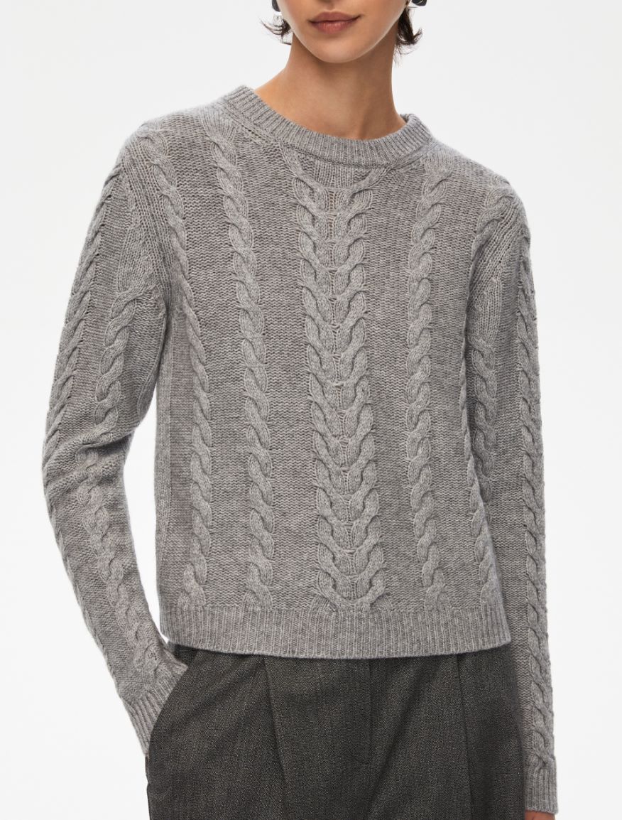 Cable-knit sweater - MELANGE GREY - Iblues - 3