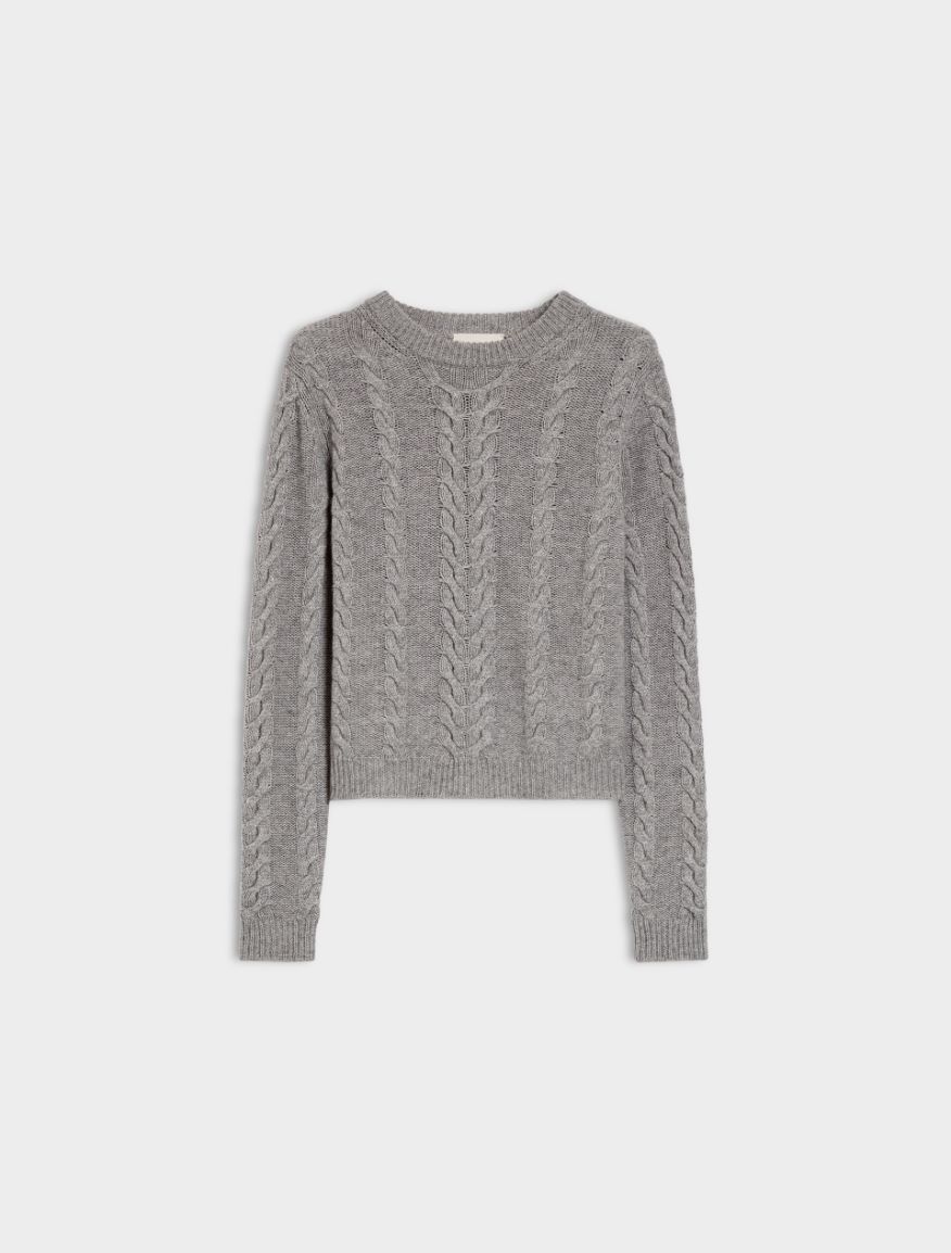 Cable-knit sweater - MELANGE GREY - Iblues - 5