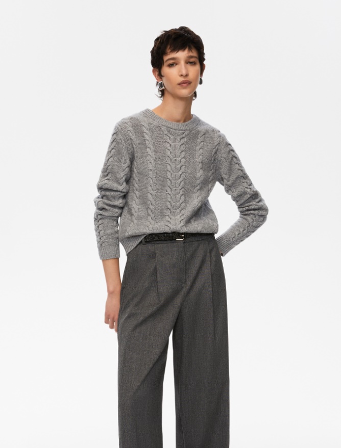 Cable-knit sweater - MELANGE GREY - Iblues
