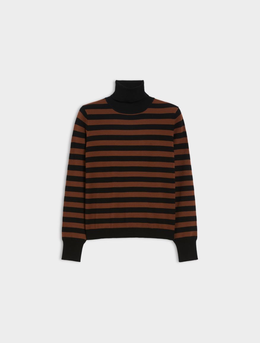 Straight-fit polo-neck sweater - TOBACCO BROWN - Iblues - 5