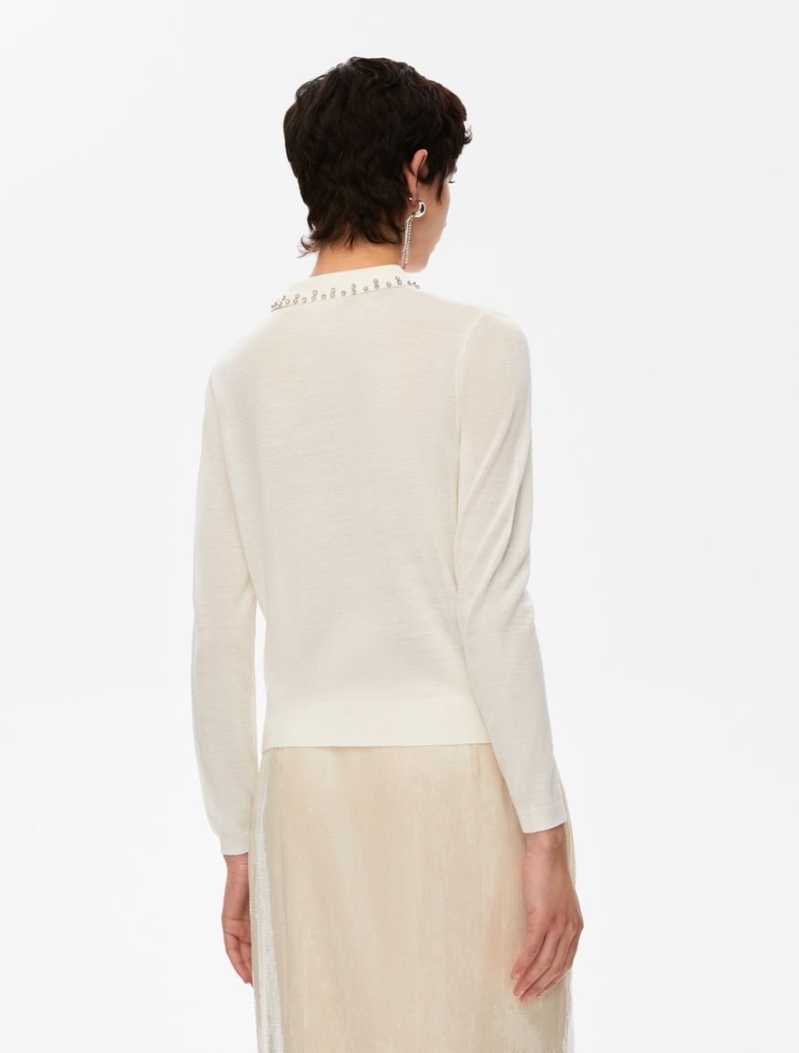 Rhinestone sweater - WHITE - Iblues - 2