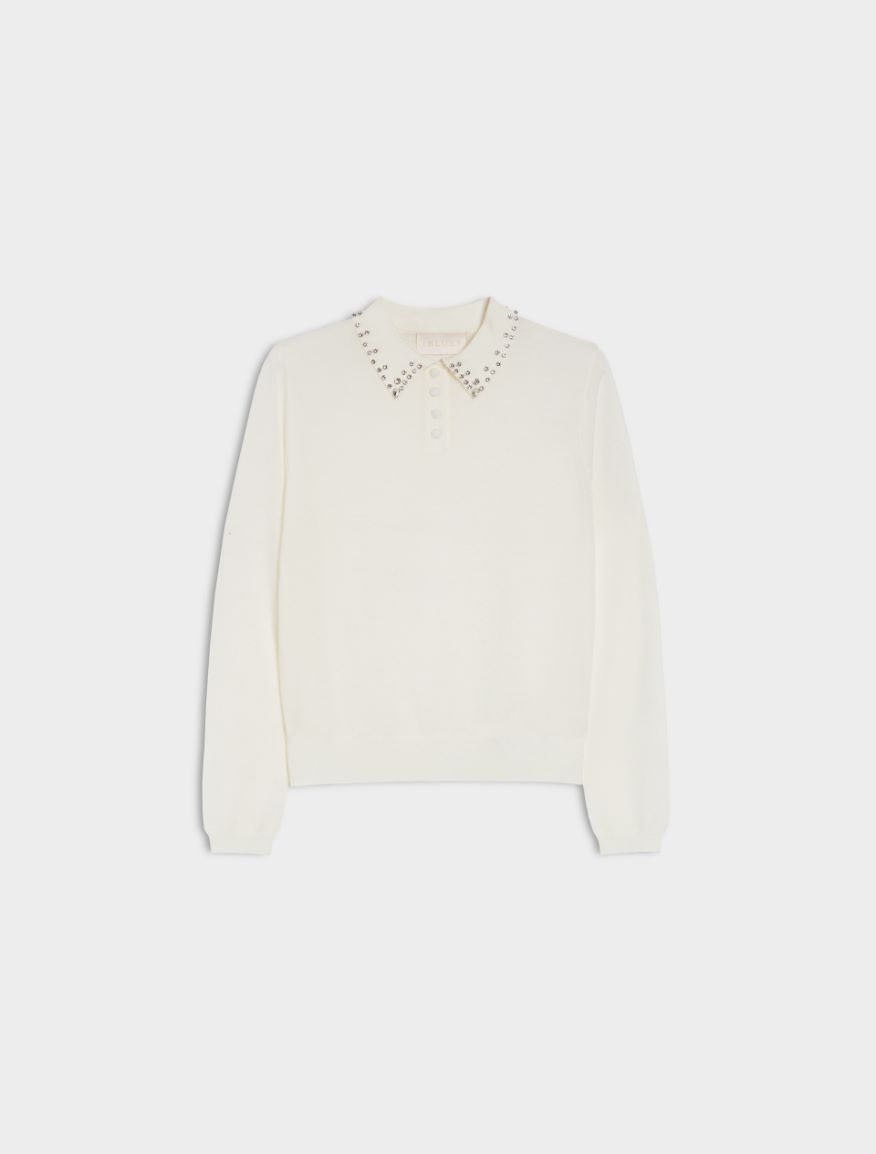 Rhinestone sweater - WHITE - Iblues - 5