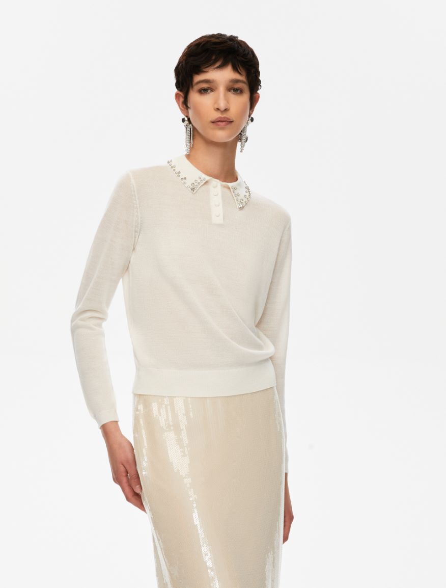 Rhinestone sweater - WHITE - Iblues