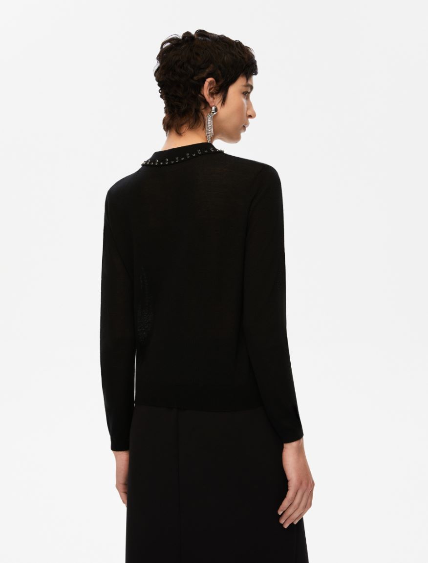 Rhinestone sweater - BLACK - Iblues - 2