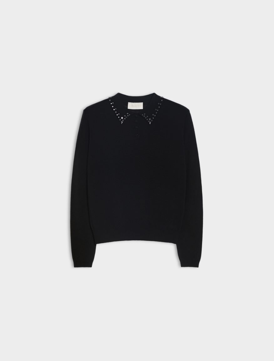 Rhinestone sweater - BLACK - Iblues - 5