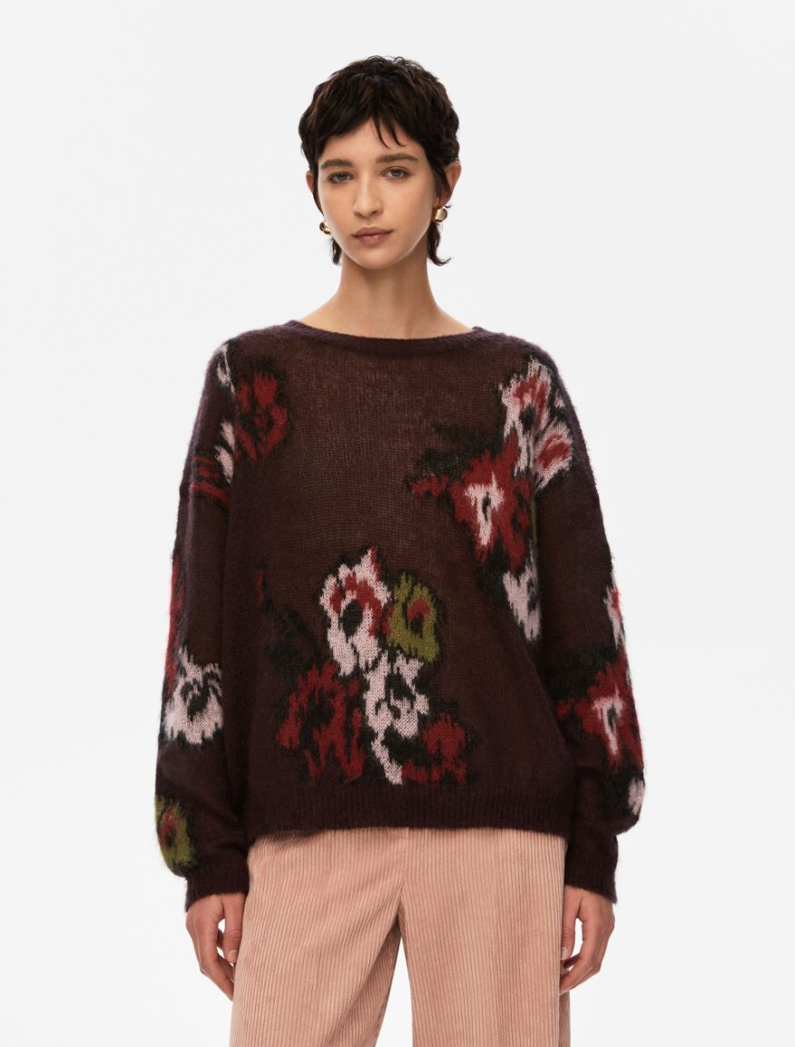 Mohair-blend sweater - BORDEAUX - Iblues - 4