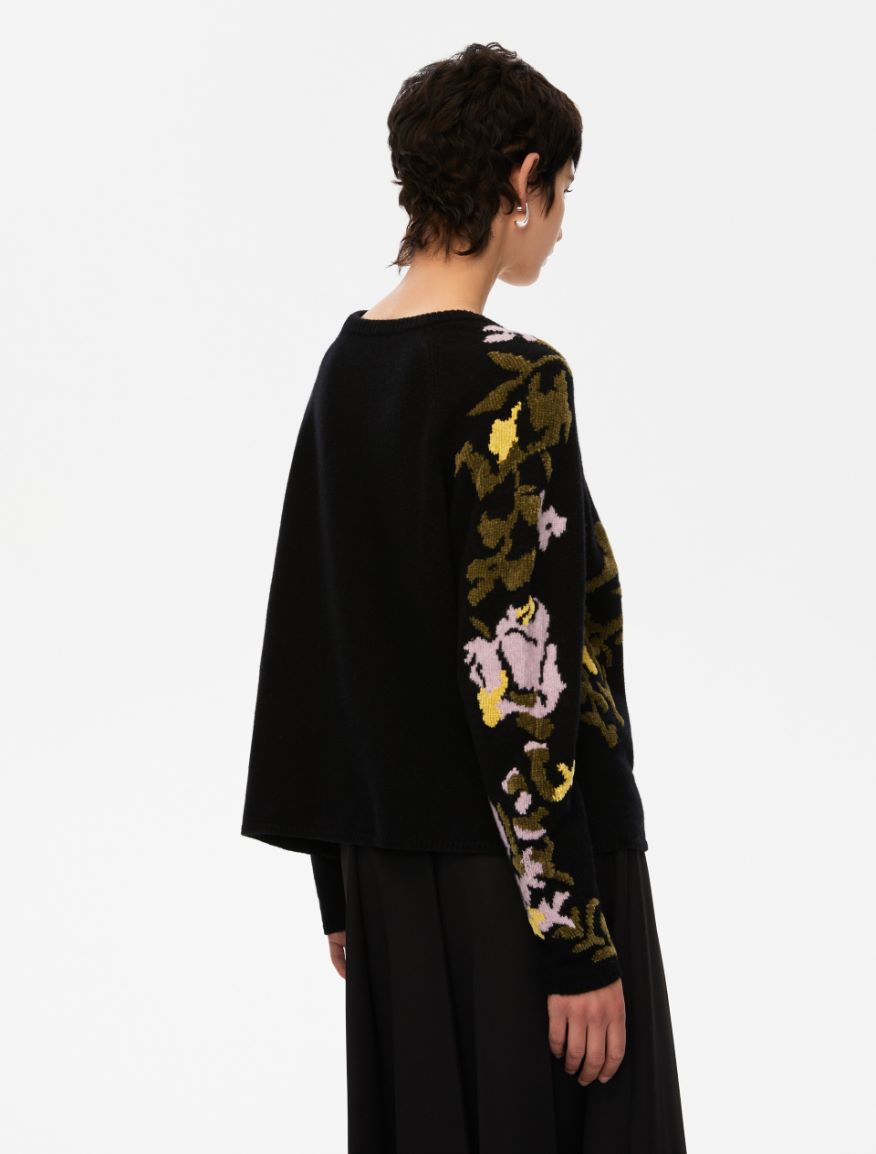 Inlay-knit sweater - BLACK - Iblues - 2