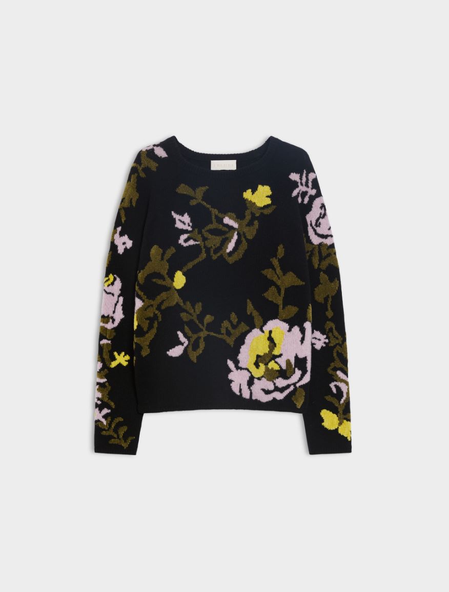 Inlay-knit sweater - BLACK - Iblues - 5