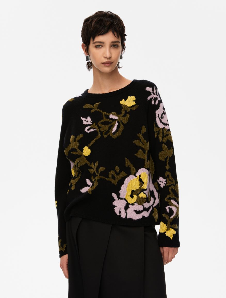 Inlay-knit sweater - BLACK - Iblues