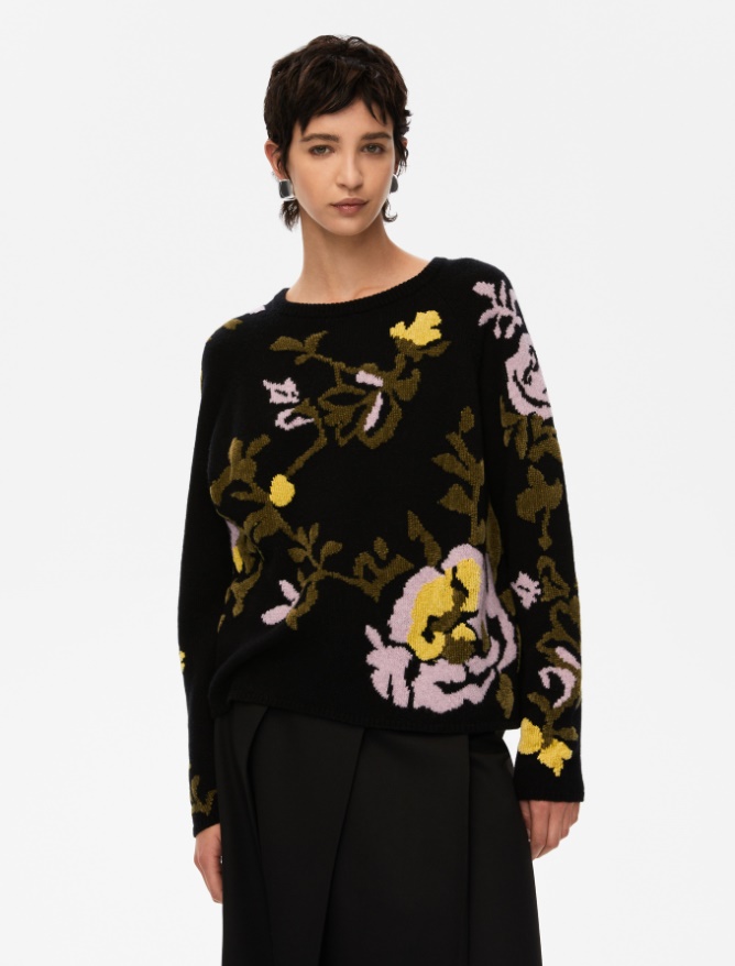 Inlay-knit sweater - BLACK - Iblues
