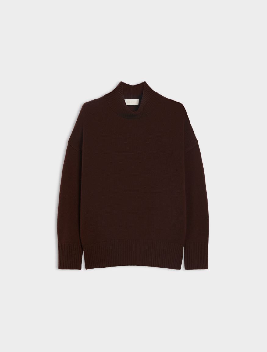 Oversized polo-neck sweater - CHOCOLATE - Iblues - 5