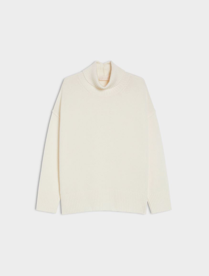 Oversized polo-neck sweater - WOOL WHITE - Iblues - 5