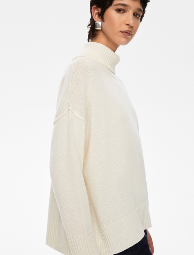 Oversized polo-neck sweater - WOOL WHITE - Iblues
