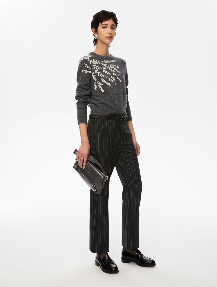 Embroidered sweater - MELANGE DARK GREY - Iblues - 3