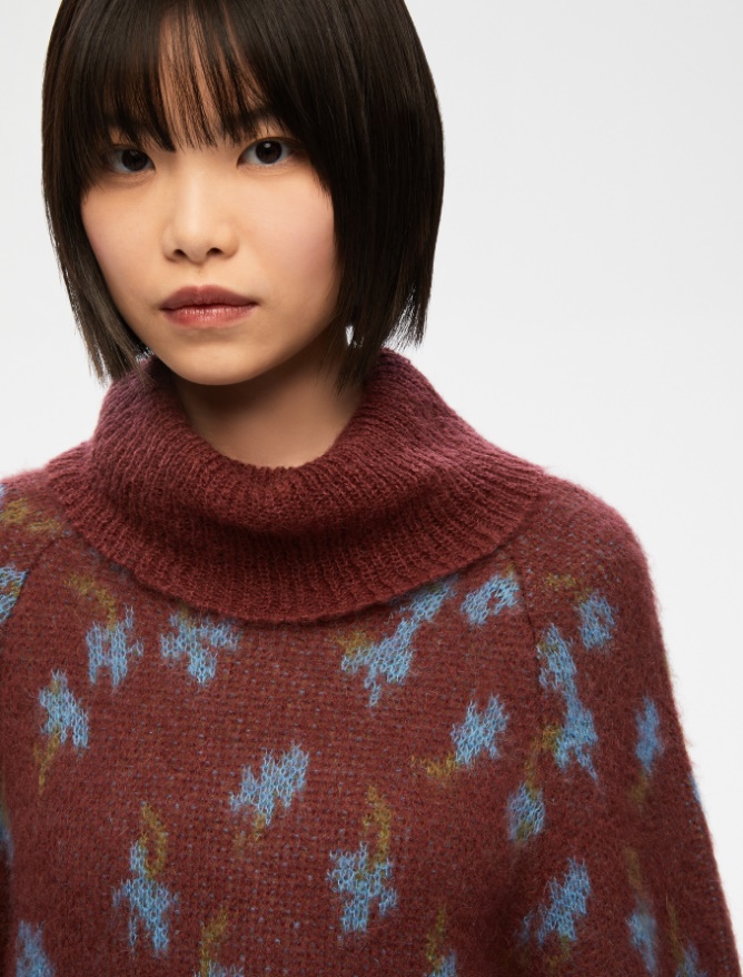 High-neck sweater - WINE RED