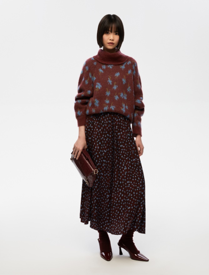High-neck sweater - WINE RED