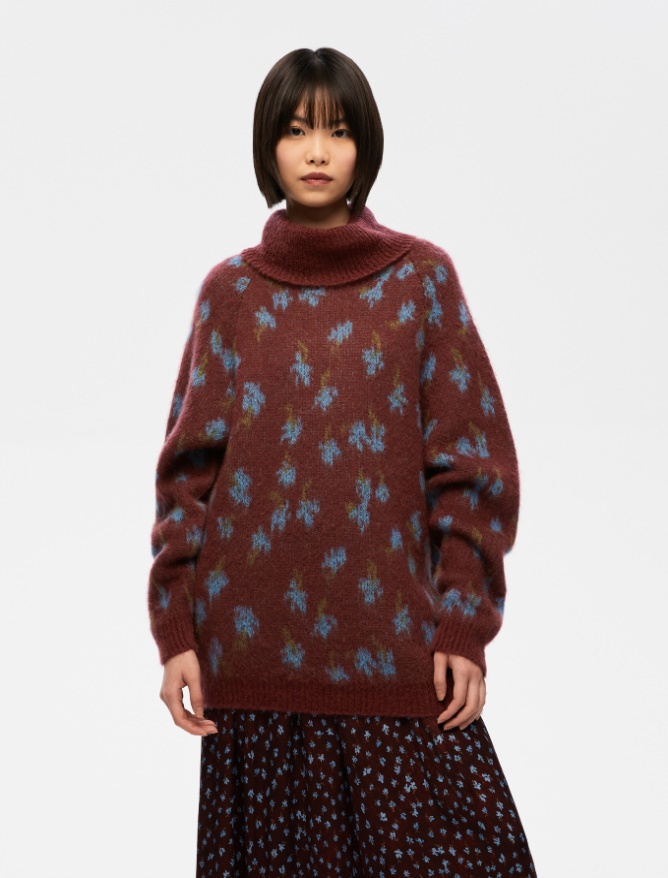 High-neck sweater - WINE RED