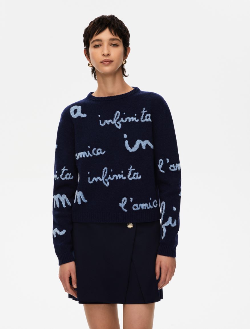 Inlay-knit sweater - NAVY - Iblues - 4