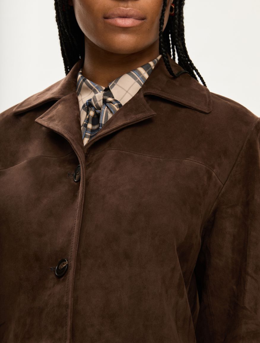 Suede blazer - DARK BROWN - Iblues - 3