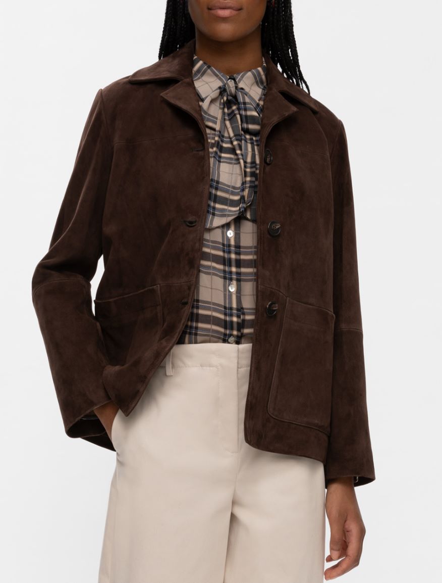 Suede blazer - DARK BROWN - Iblues - 5