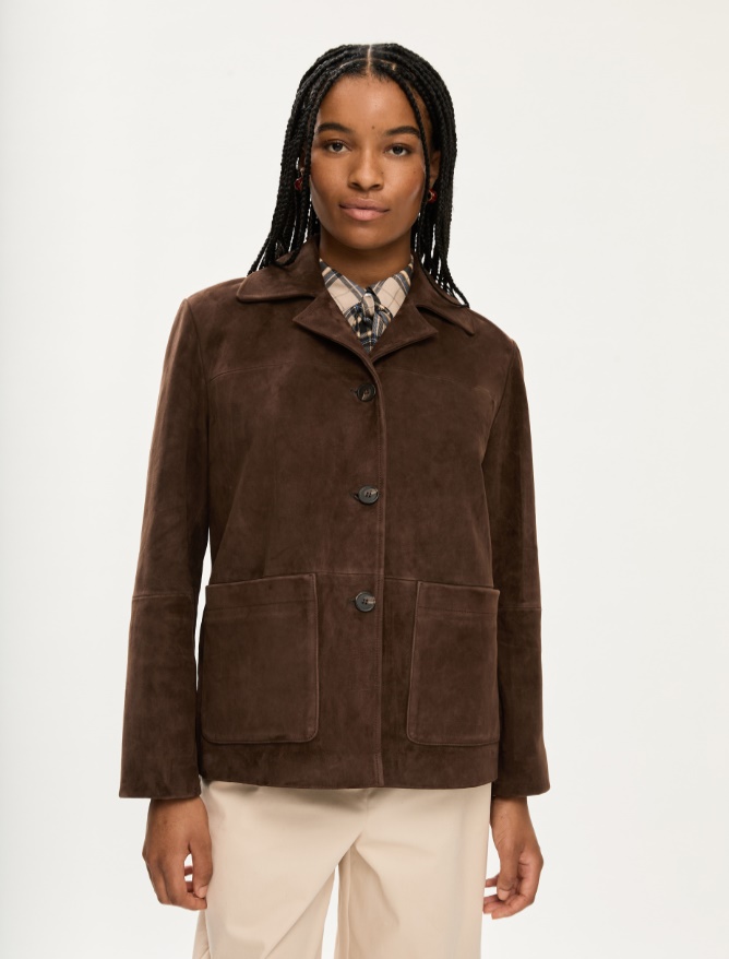 Suede blazer - DARK BROWN - Iblues