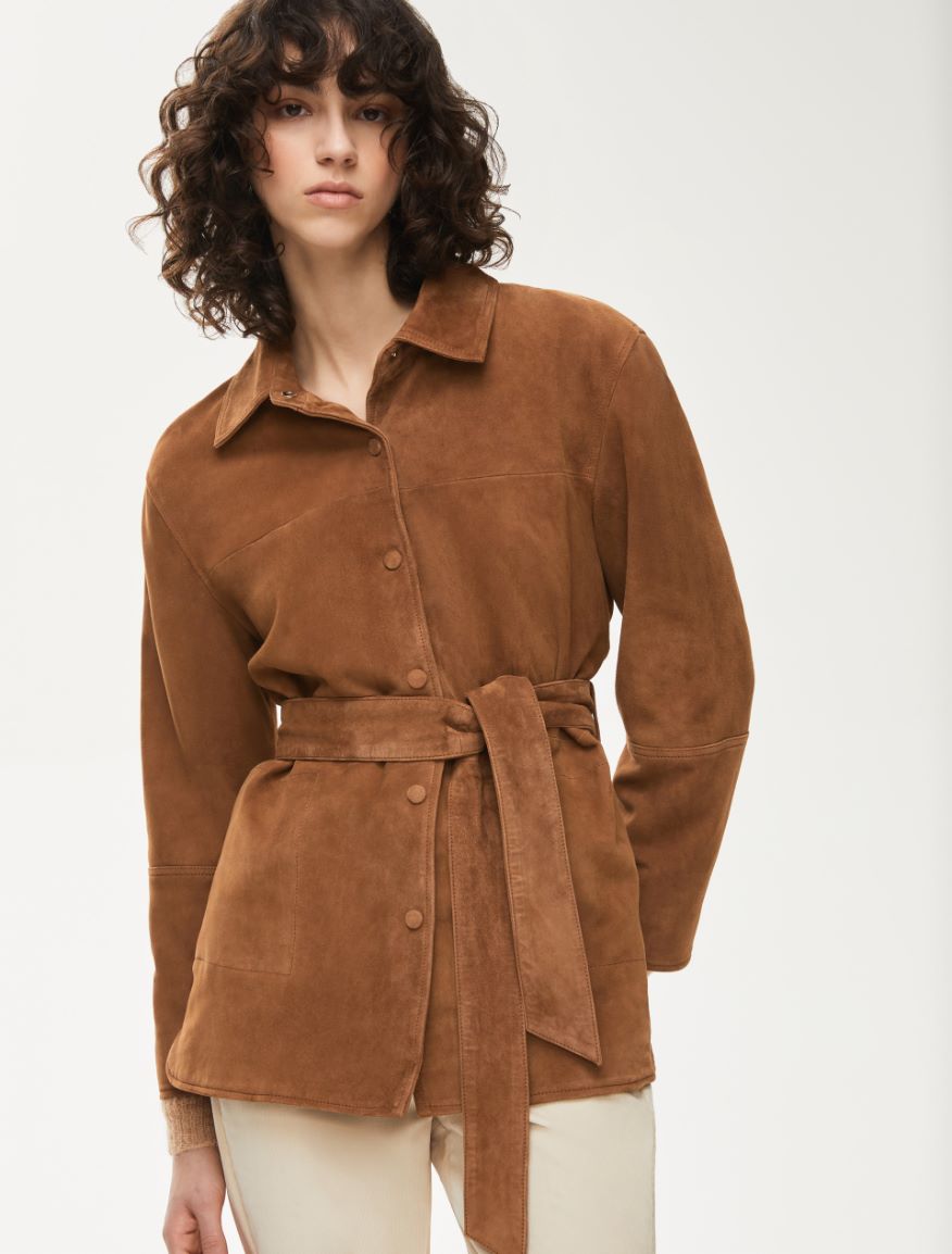 Leather shacket - COGNAC - Iblues