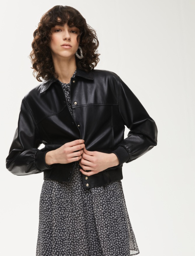 Nappa leather bomber jacket - BLACK - Iblues