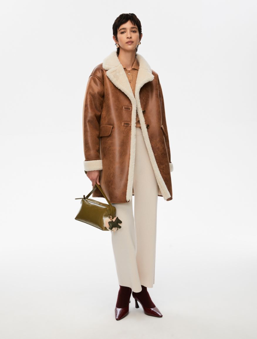 Straight-fit coat - TOBACCO BROWN - Iblues - 4
