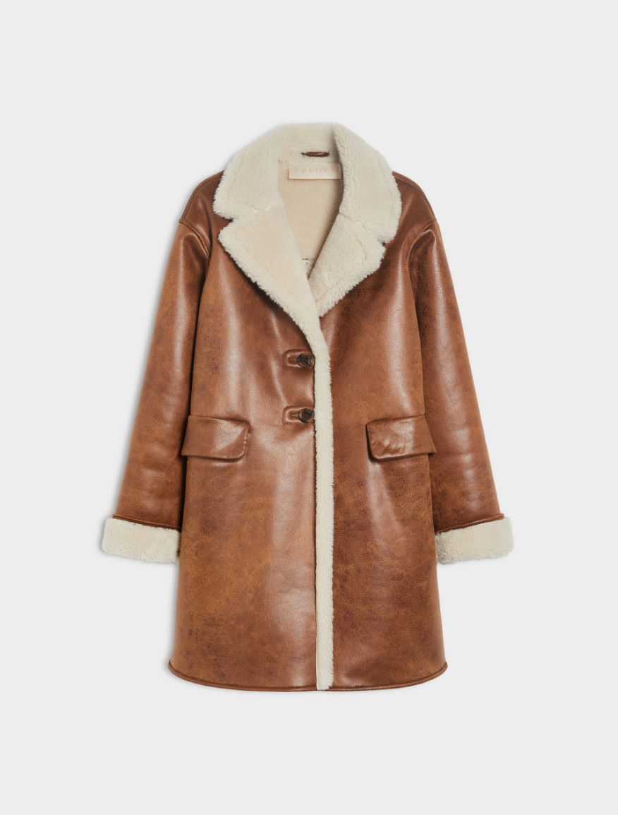 Straight-fit coat - TOBACCO BROWN - Iblues - 5