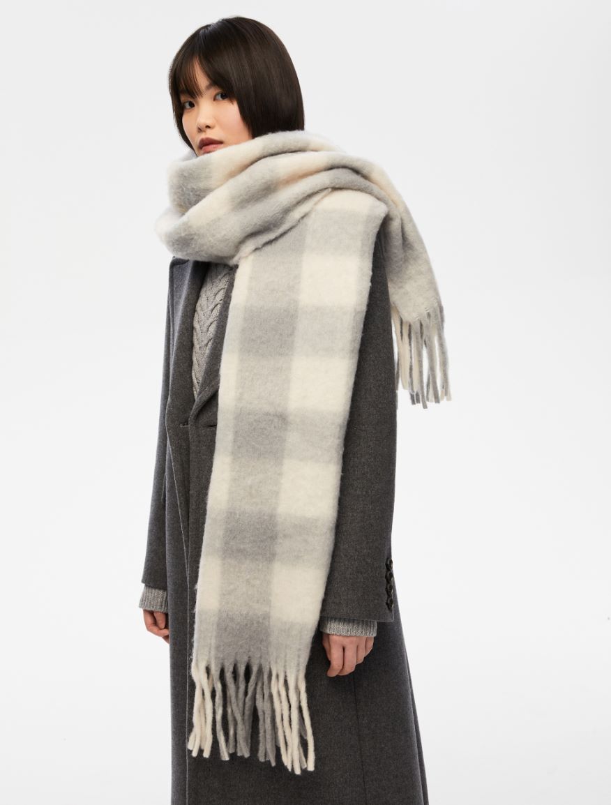 Wool-blend scarf - MEDIUM GREY - Iblues - 3