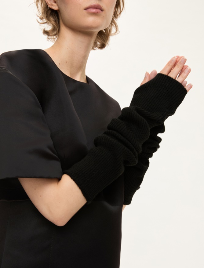 Rib-knit wool-blend yarn arm - BLACK - Iblues