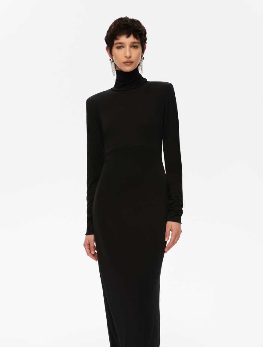 Polo-neck dress - BLACK - Iblues - 4