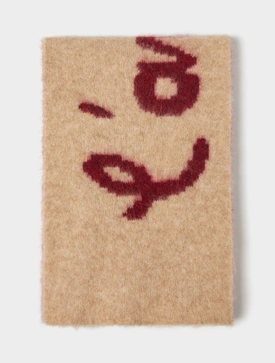 Inlay-knit scarf - BEIGE - Iblues