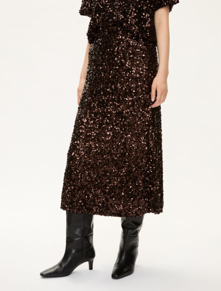 Sequin skirt - BROWN - Iblues