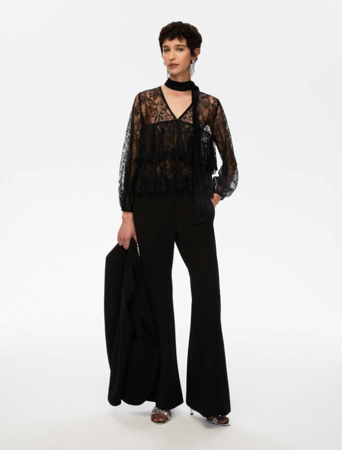 Pantaloni a zampa - NERO