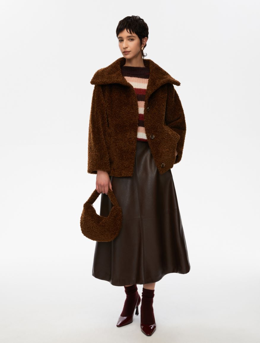 Bouclé jacket - BROWN - Iblues - 4