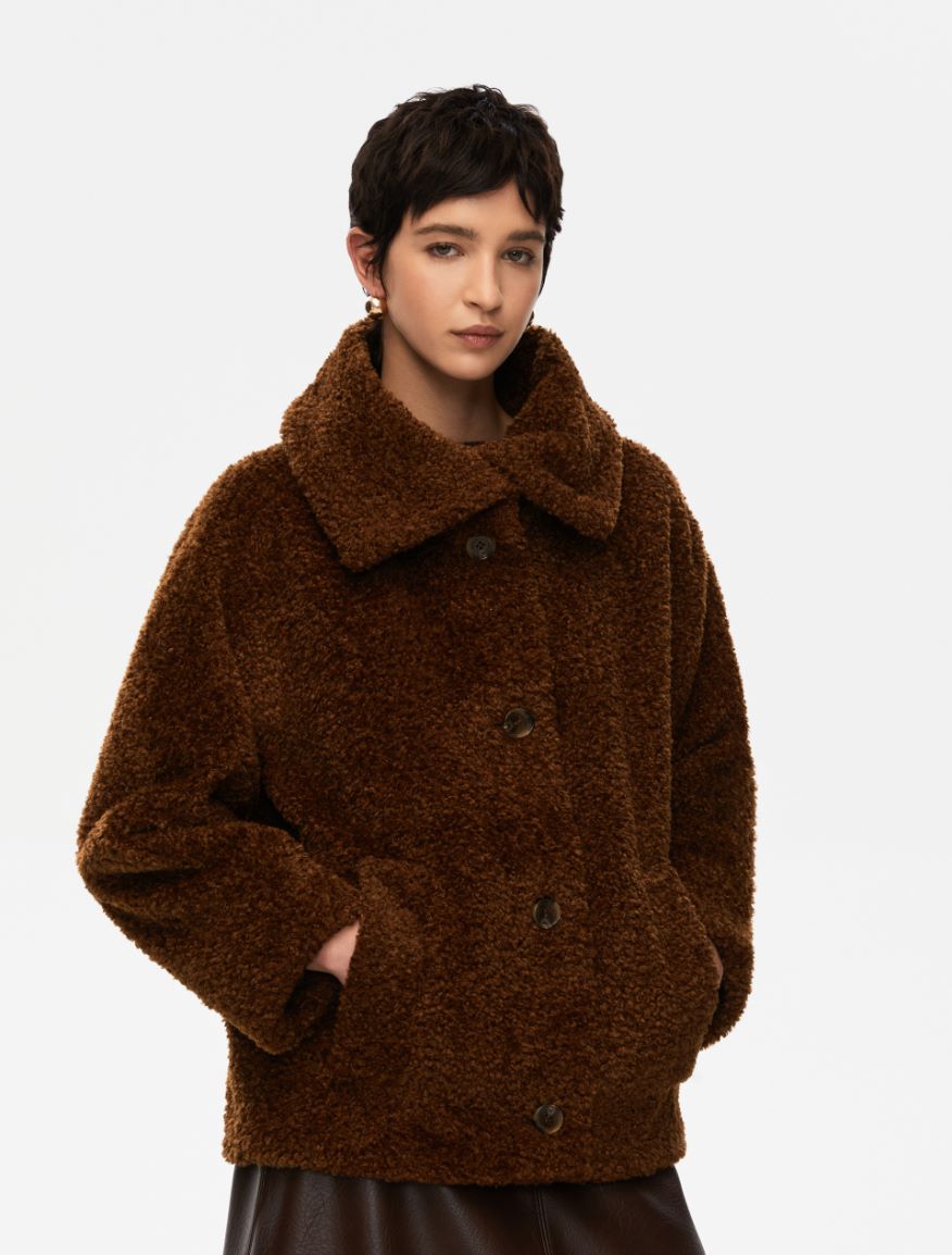 Bouclé jacket - BROWN - Iblues