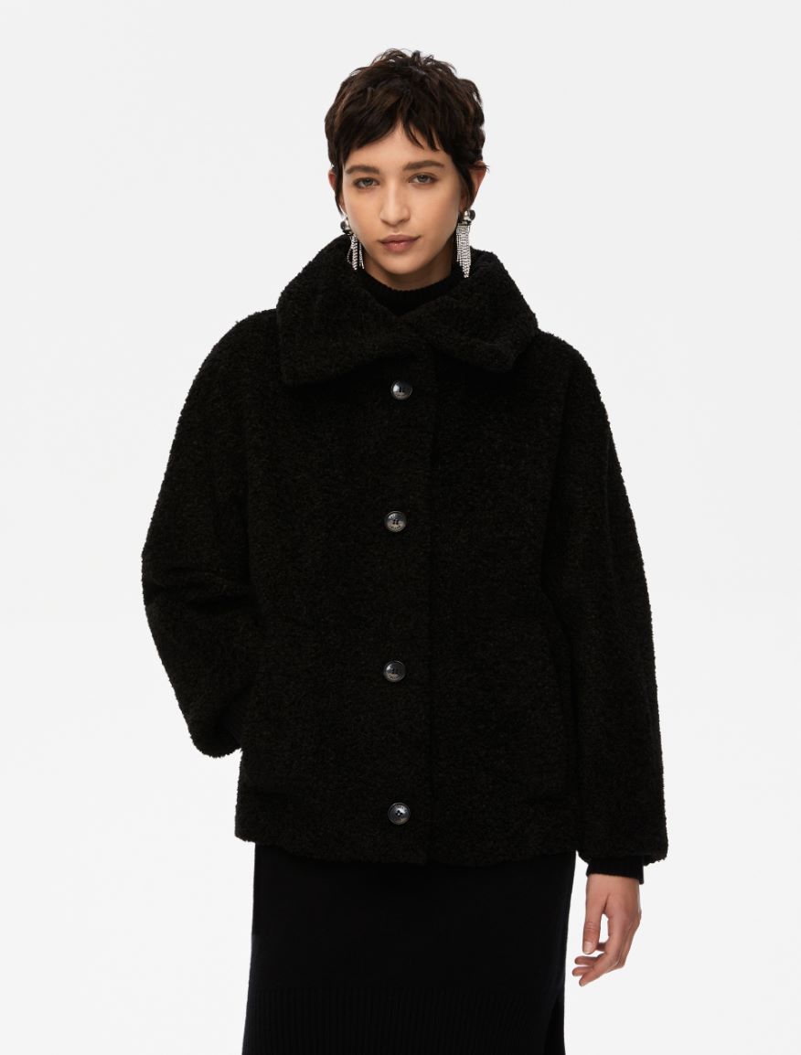 Bouclé jacket - BLACK - Iblues - 4