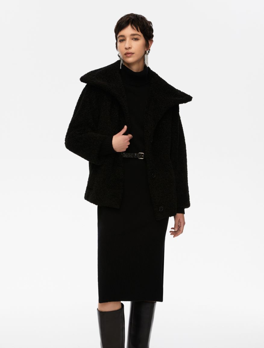 Bouclé jacket - BLACK - Iblues