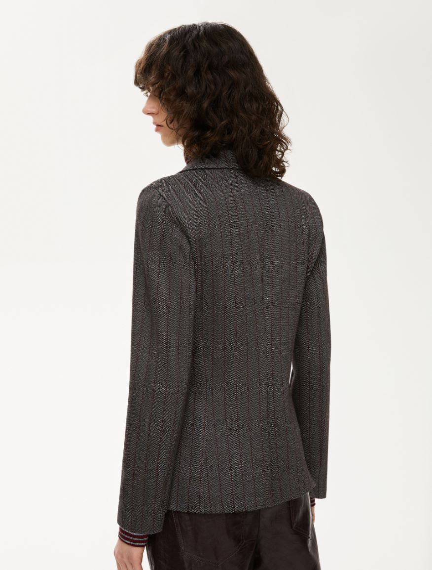 Jacquard blazer - DARK BROWN - Iblues - 2
