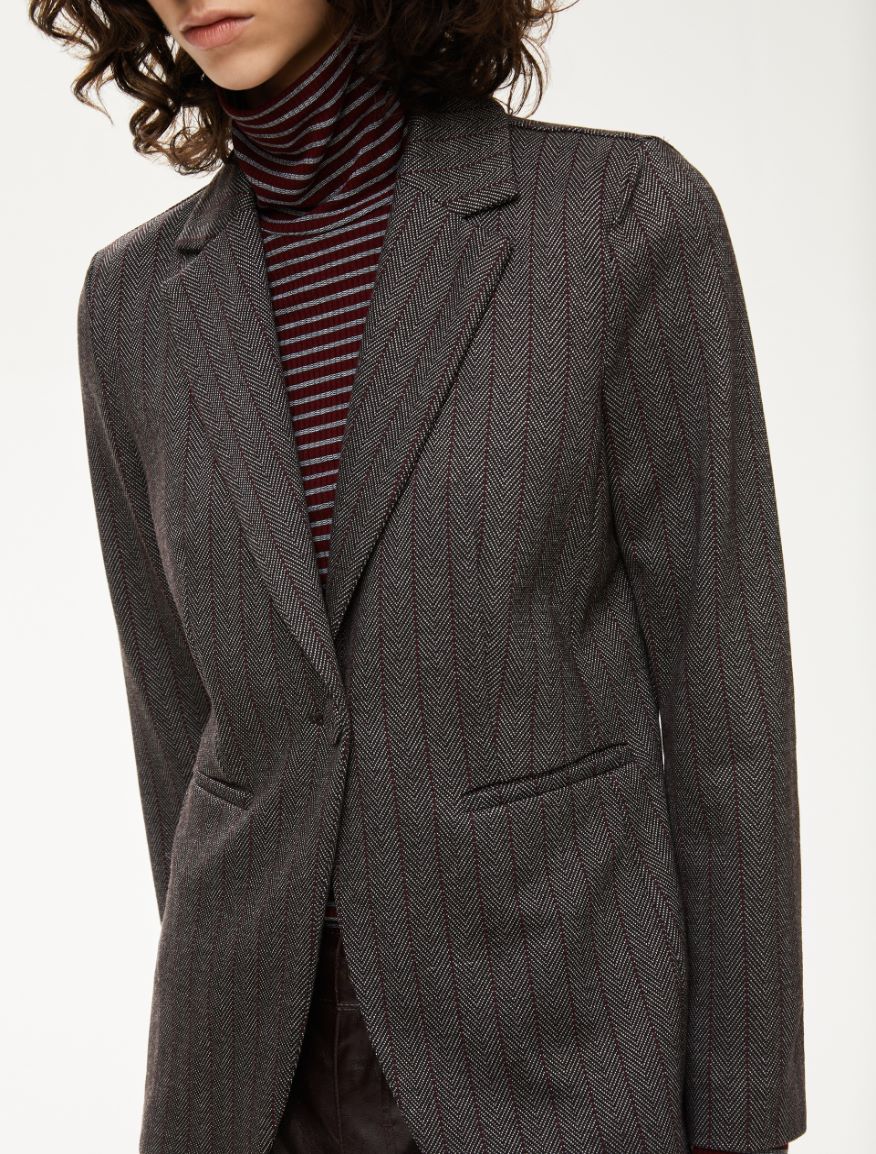 Jacquard blazer - DARK BROWN - Iblues - 3