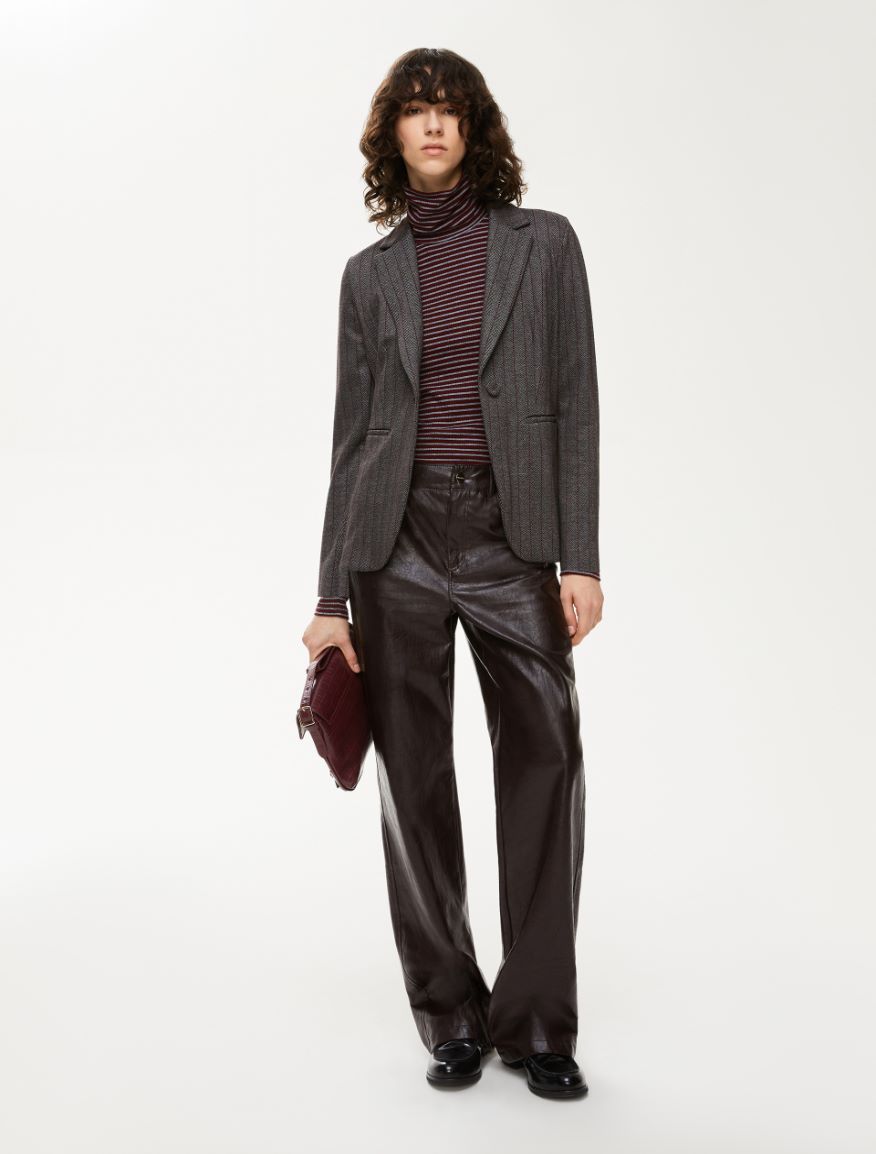 Jacquard blazer - DARK BROWN - Iblues - 4