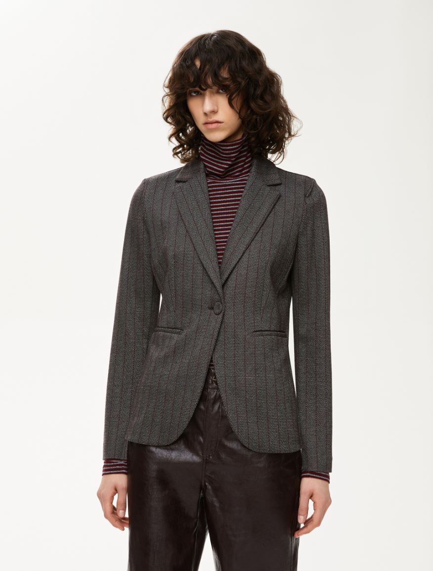 Jacquard blazer - DARK BROWN - Iblues