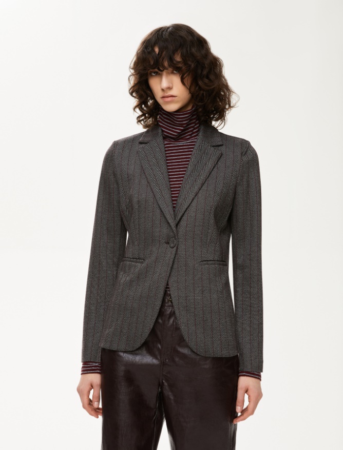 Jacquard blazer - DARK BROWN - Iblues