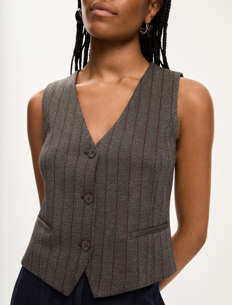 Fitted gilet - DARK BROWN - Iblues - 3
