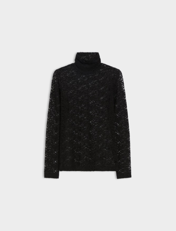 Lace polo-neck sweater - 