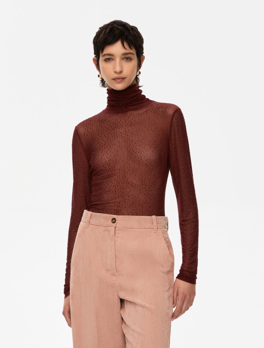 Tulle sweater - BORDEAUX - Iblues - 4