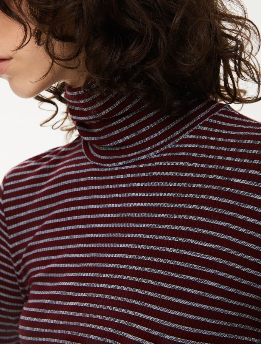 Slim-fit polo-neck sweater - BORDEAUX - Iblues - 3