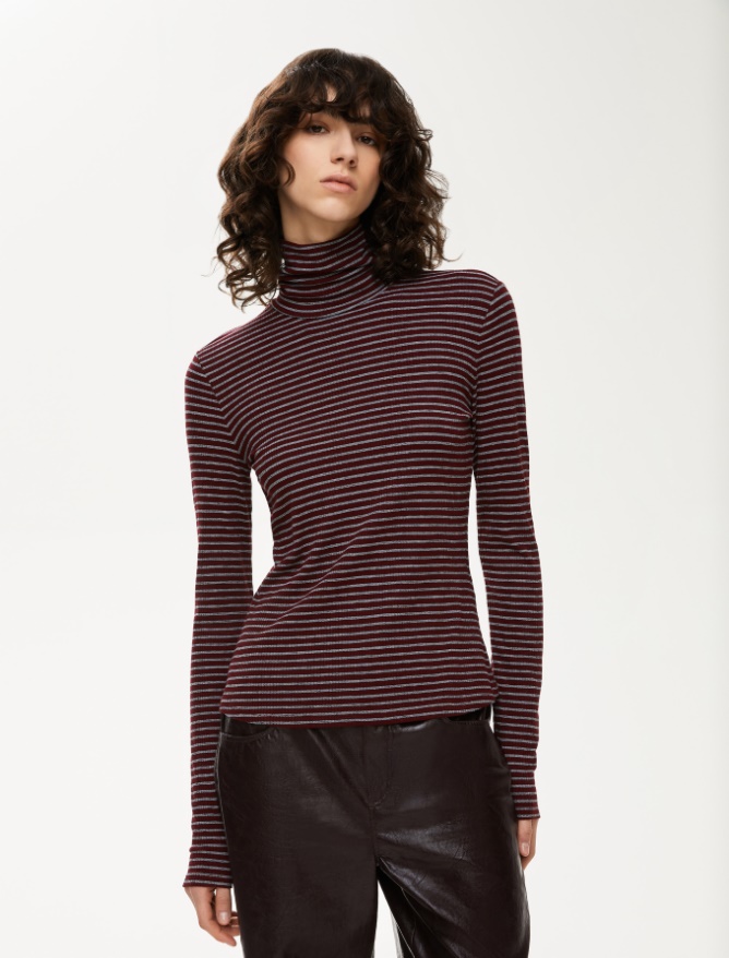 Slim-fit polo-neck sweater - BORDEAUX - Iblues