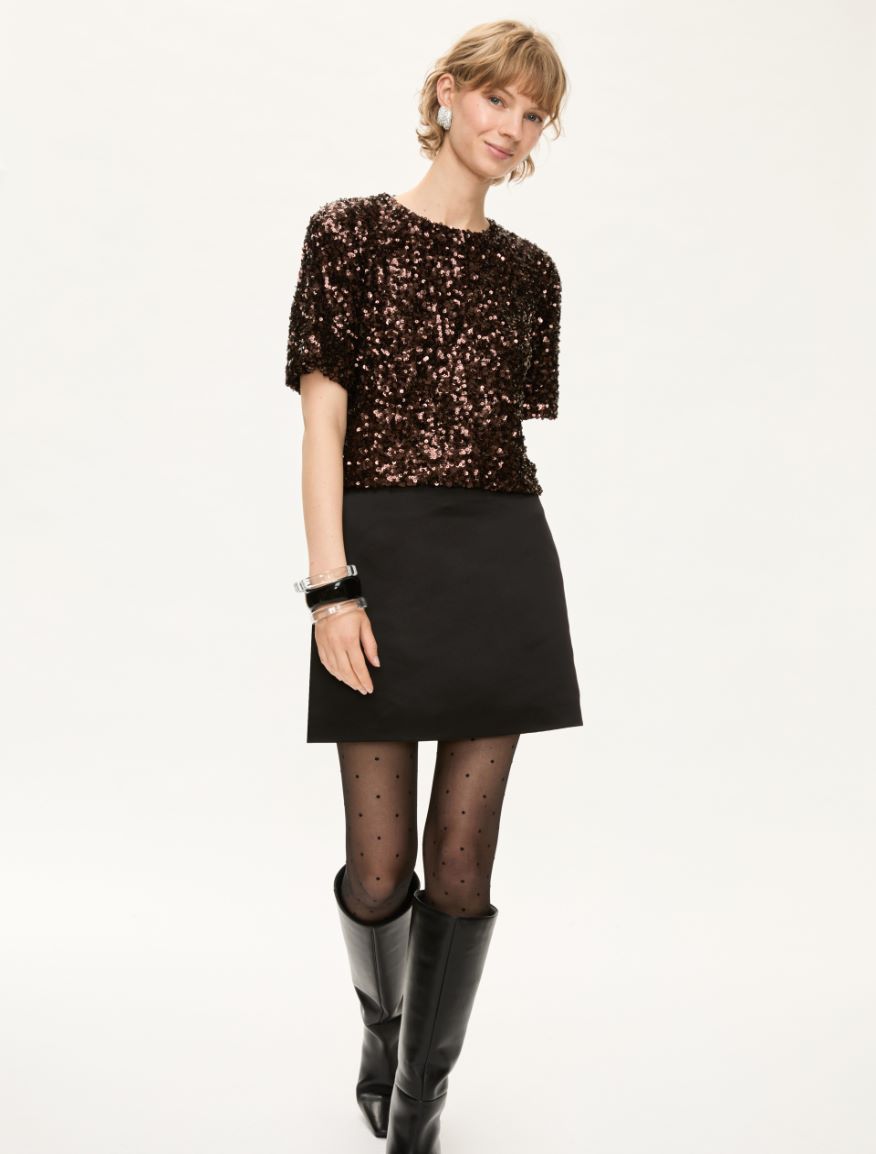 Sequin T-shirt - BROWN - Iblues - 5